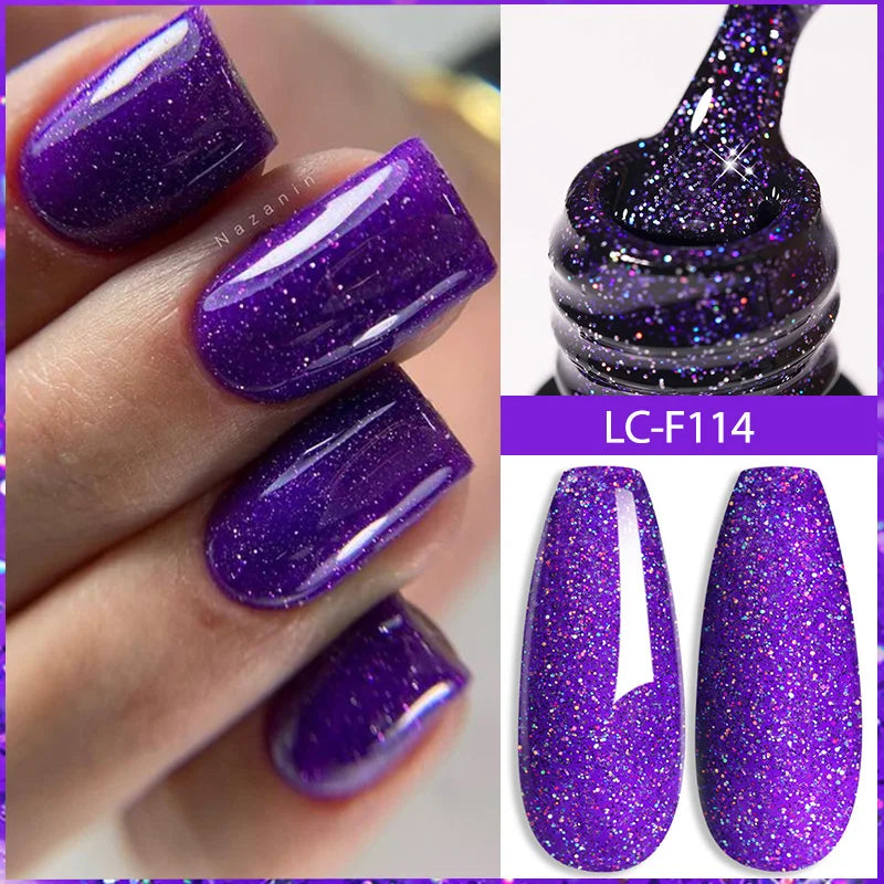 LILYCUTE Glitter Sequins UV Gel Nail Polish Shiny Spring Summer Color Semi Permanant Soak Off All For Manicure Nail Art Varnish