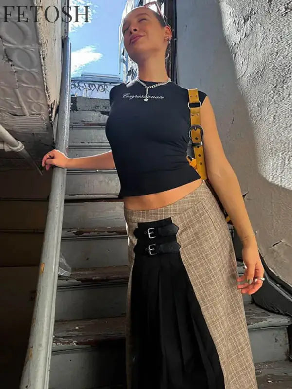 Y2k Streetwear Crop Tops Letter Print Black Tees Short Sleeve Graphics T Shirt Womens 2023
