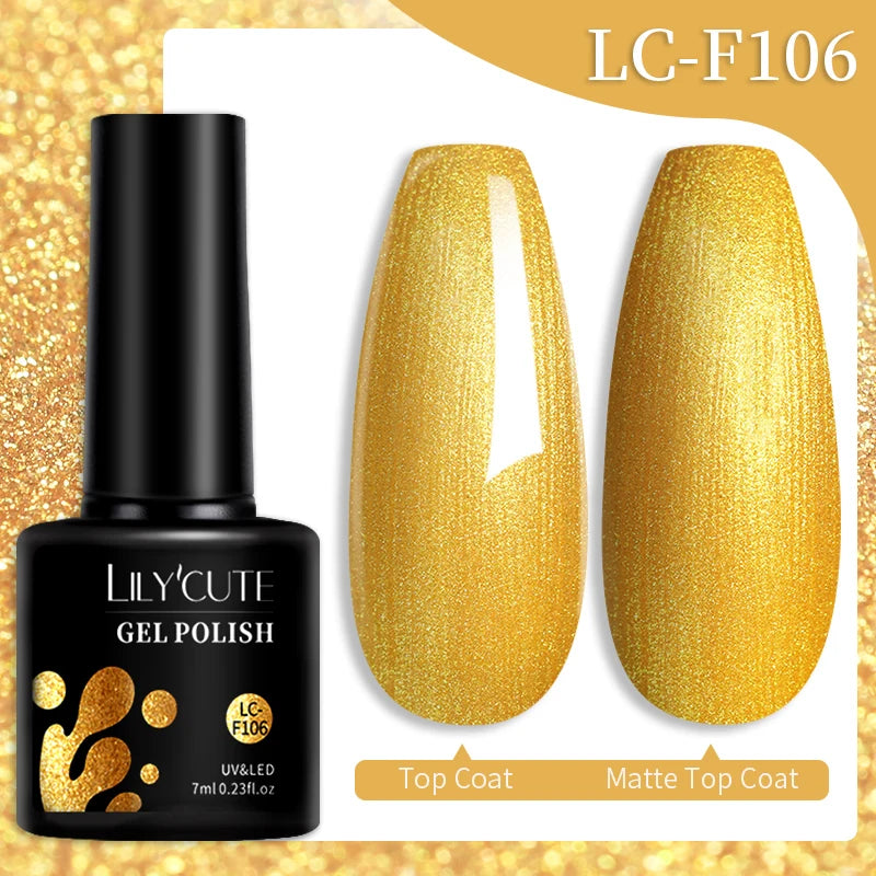 LILYCUTE Glitter Sequins UV Gel Nail Polish Shiny Spring Summer Color Semi Permanant Soak Off All For Manicure Nail Art Varnish