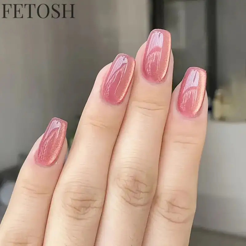 24pcs/30pcs short square ballet fake nails for women cat eyes glitter green blue purple pink shinny nail tips press on nail art