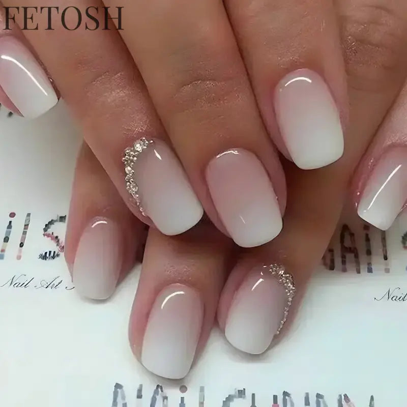 24Pcs Gradient Purple Nail Art Tips Simple Short Square Head False Nails Detachable Fashion Press on Nails Full Cover Fake Nails