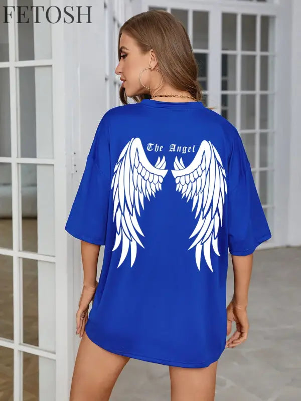 Dark Angel Wing Hot sale Graphic Printed T-Shirts For Women Loose Oversized Clothing Hip Hop Street Tshirt Cotton Short Sleeves