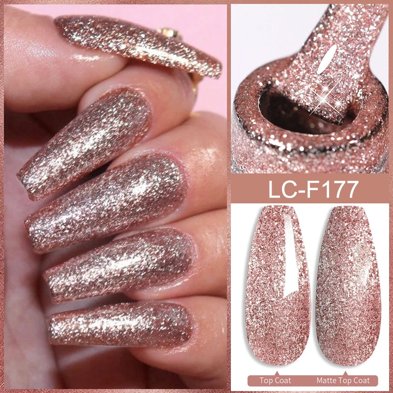 LILYCUTE Glitter Sequins UV Gel Nail Polish Shiny Spring Summer Color Semi Permanant Soak Off All For Manicure Nail Art Varnish