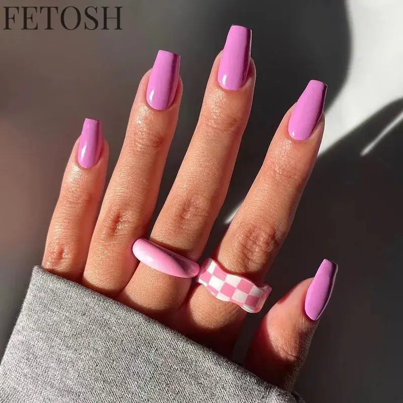 24 Pcs/Set Solid Color Short Fake Nails Art Finished Wearable False Nails for Girls Women Removable Simple White Press on Nail