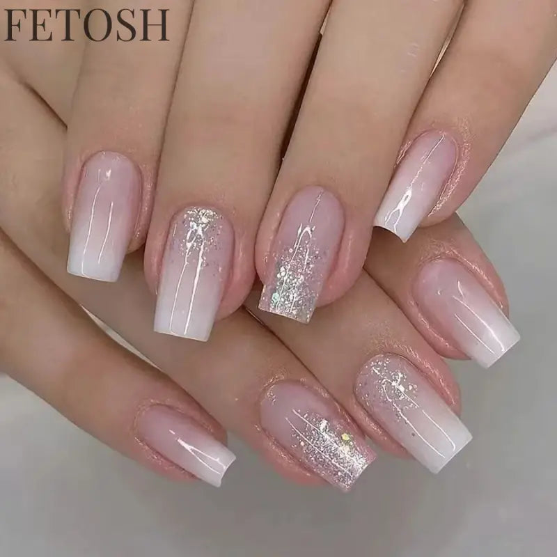 24Pcs Gradient Purple Nail Art Tips Simple Short Square Head False Nails Detachable Fashion Press on Nails Full Cover Fake Nails