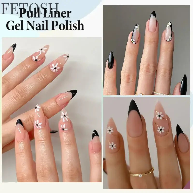LILYCUTE 5ml White Black Liner Gel Nail Polish Colorful French Painting Stripe Semi Permanent Drawing Nail Art UV Gel Varnish
