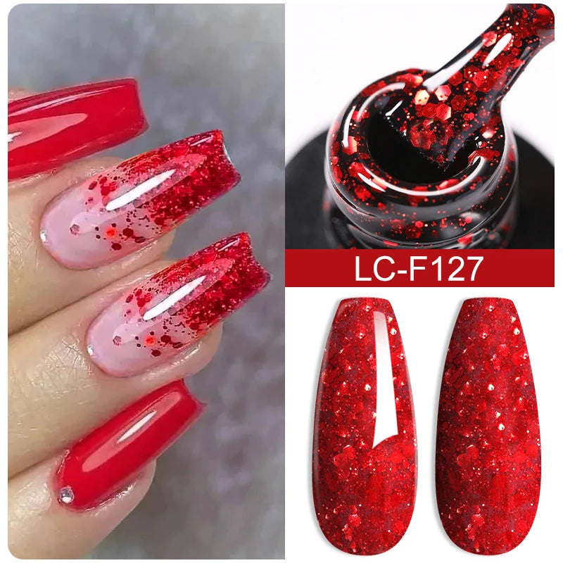 LILYCUTE Glitter Sequins UV Gel Nail Polish Shiny Spring Summer Color Semi Permanant Soak Off All For Manicure Nail Art Varnish