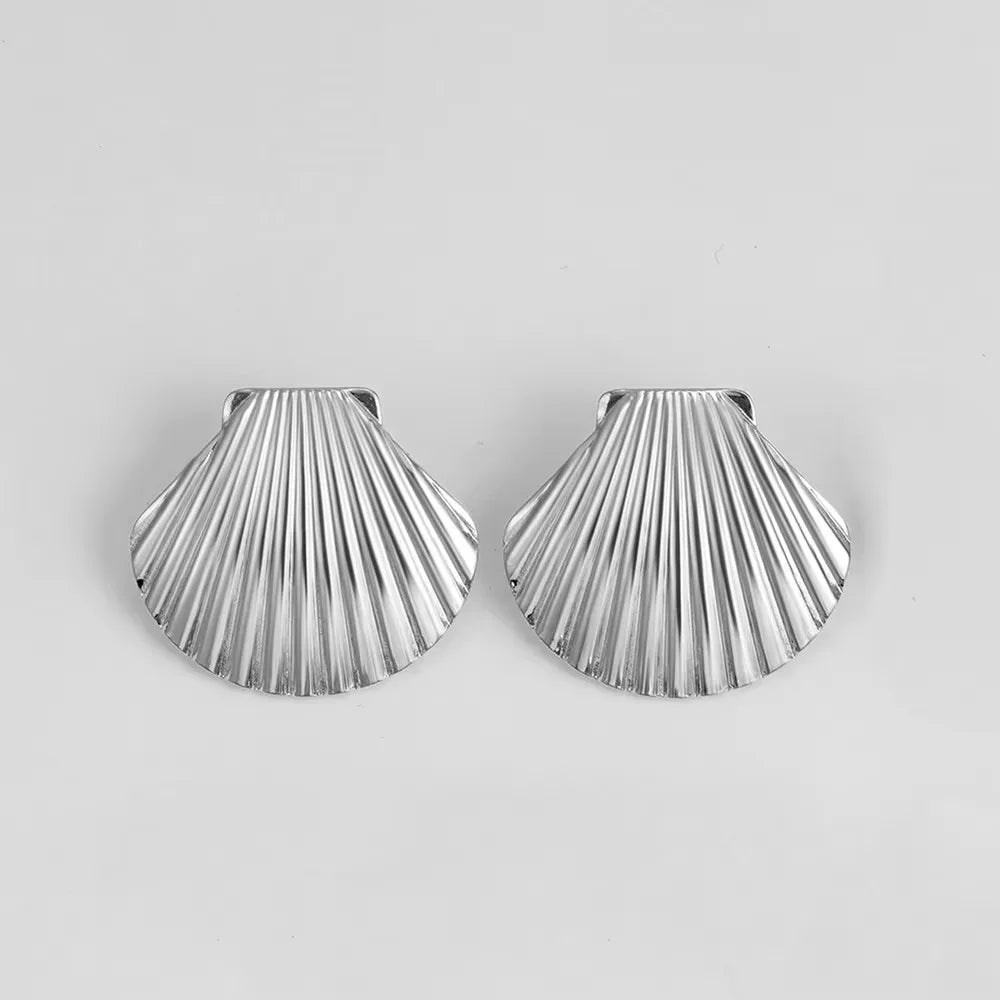 Punk Gold Plated Texture Stainless Steel Snail Conch Shell Earrings for Women Zircon Starfish Earring Summer Beach Jewelry Gifts