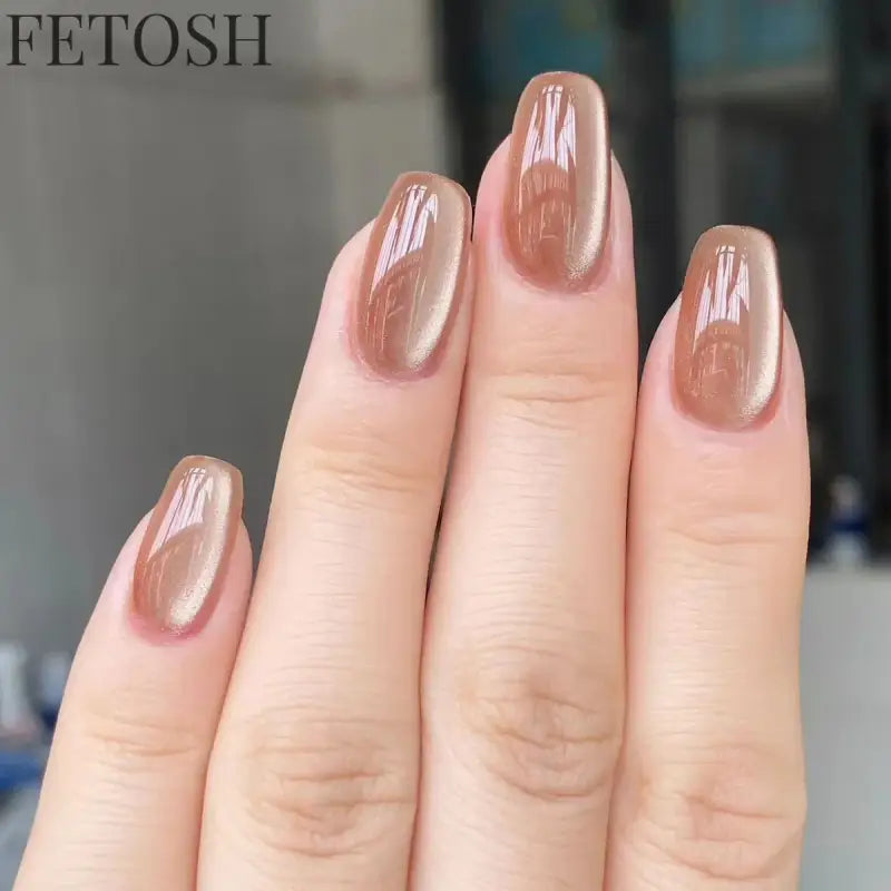 24Pcs Shiny Pearl Wearable False Nails Short Square Fake Nail Simple Summer Press on Nails Detachable Full Cover Nail Tips