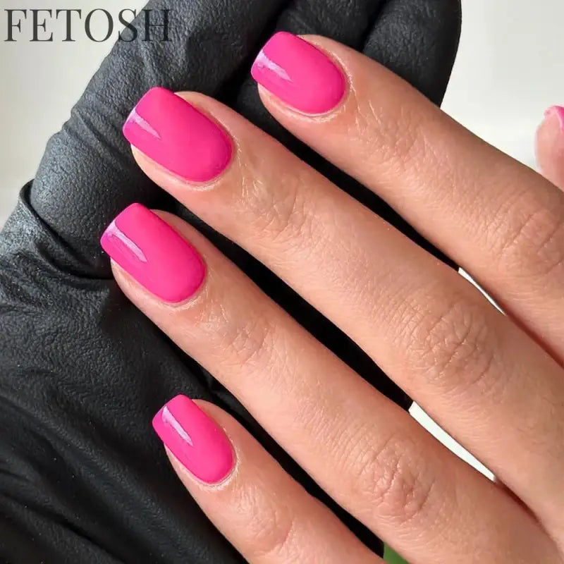 Glossy Solid Color Nail Art Short Square Colored Detachable Fake Nails Wearable Finished False Nails Press on Nails with Glue