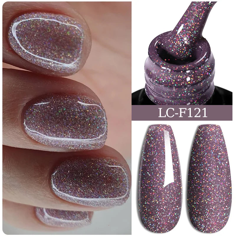 LILYCUTE Glitter Sequins UV Gel Nail Polish Shiny Spring Summer Color Semi Permanant Soak Off All For Manicure Nail Art Varnish