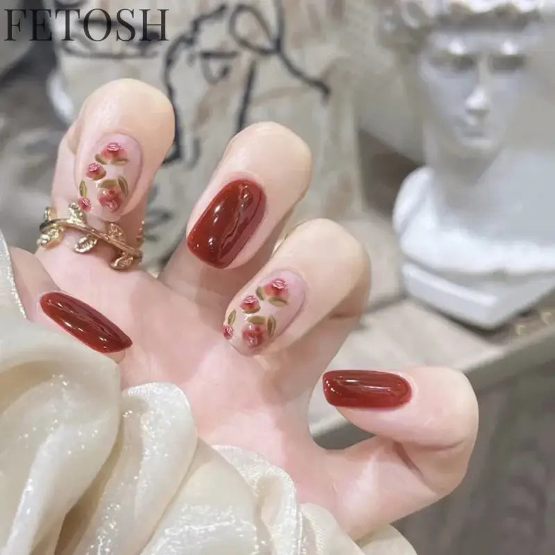 24pcs Short Cute False Nails Polka Dot Star Design Fake Nails Full Coverage Waterproof Removable Artificial Press on Nails