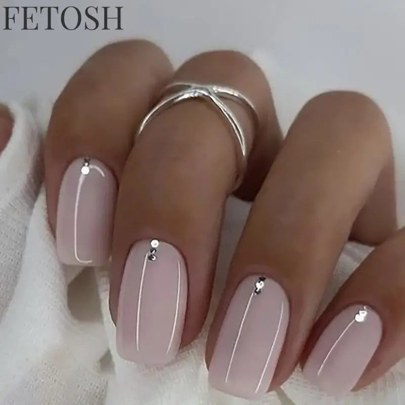24Pcs Gradient White Fake Nail Short Square Ballet Simple False Nails Press on Wearable Nude Nails Art Full Cover Manicure Tips