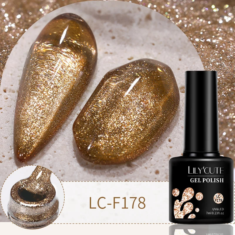 LILYCUTE Glitter Sequins UV Gel Nail Polish Shiny Spring Summer Color Semi Permanant Soak Off All For Manicure Nail Art Varnish