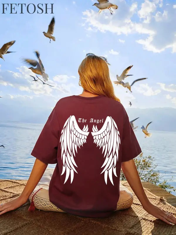 Dark Angel Wing Hot sale Graphic Printed T-Shirts For Women Loose Oversized Clothing Hip Hop Street Tshirt Cotton Short Sleeves
