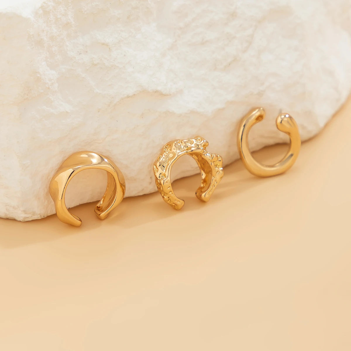 3Pcs/set Metal Chunky No Piercing Clip Earrings Geometric Ear Cuff Earrings for Women Ladies Party Girls Y2K Jewelry 2024 Trendy
