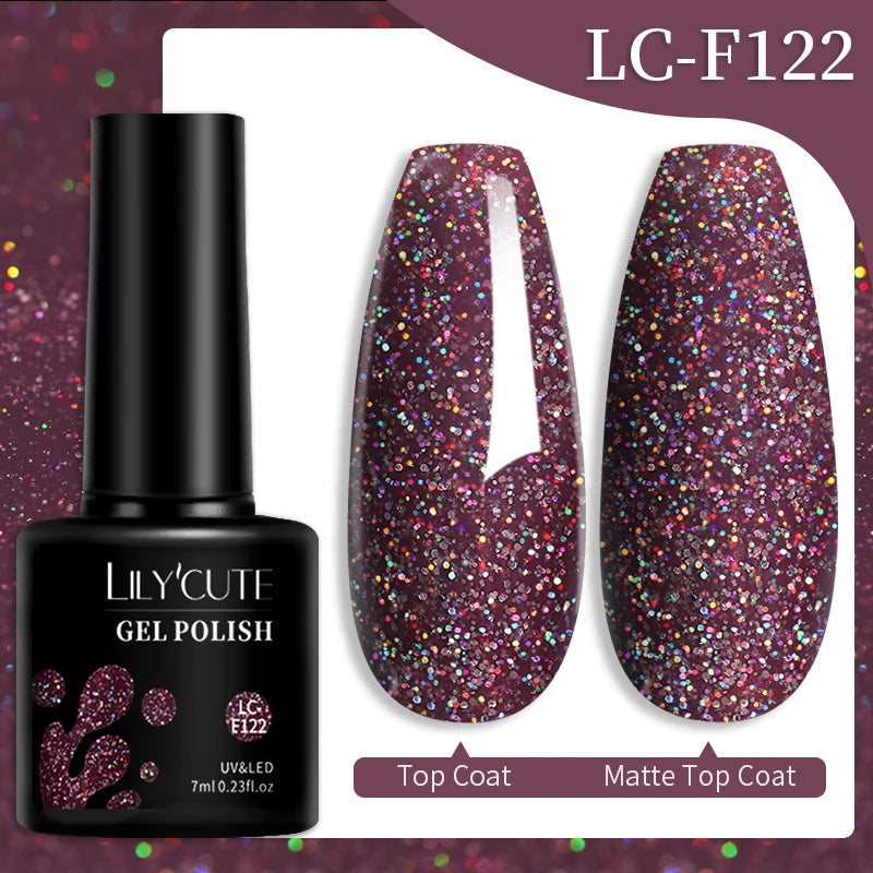 LILYCUTE Glitter Sequins UV Gel Nail Polish Shiny Spring Summer Color Semi Permanant Soak Off All For Manicure Nail Art Varnish