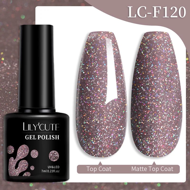 LILYCUTE Glitter Sequins UV Gel Nail Polish Shiny Spring Summer Color Semi Permanant Soak Off All For Manicure Nail Art Varnish