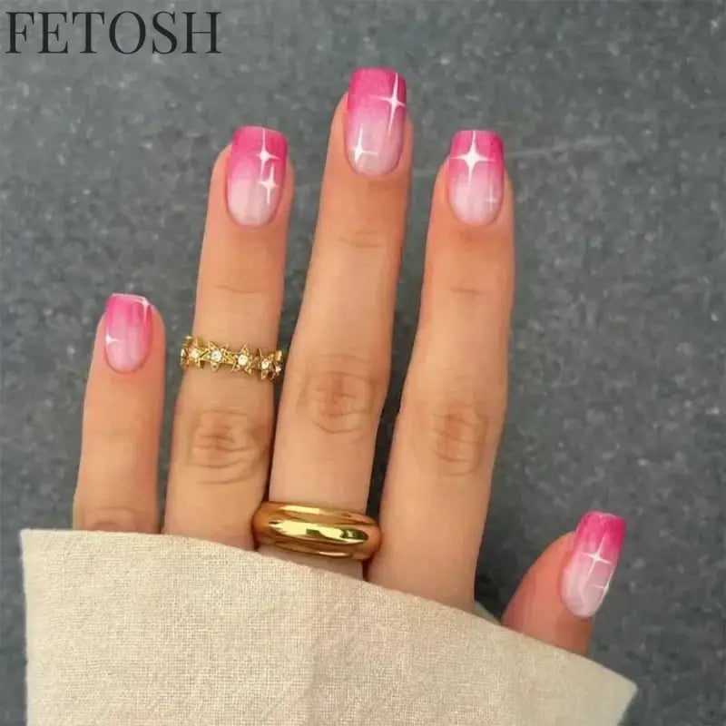 24Pcs Gradient Purple Nail Art Tips Simple Short Square Head False Nails Detachable Fashion Press on Nails Full Cover Fake Nails