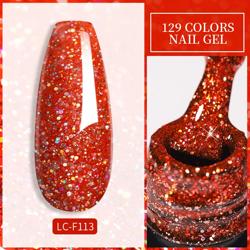 LILYCUTE Glitter Sequins UV Gel Nail Polish Shiny Spring Summer Color Semi Permanant Soak Off All For Manicure Nail Art Varnish