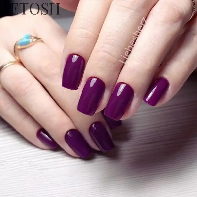 Artificial Press On Fake Nails Glossy Wine Red False Nail Long Square Reusable DIY Lady Fingernail Tip Manicure Tools
