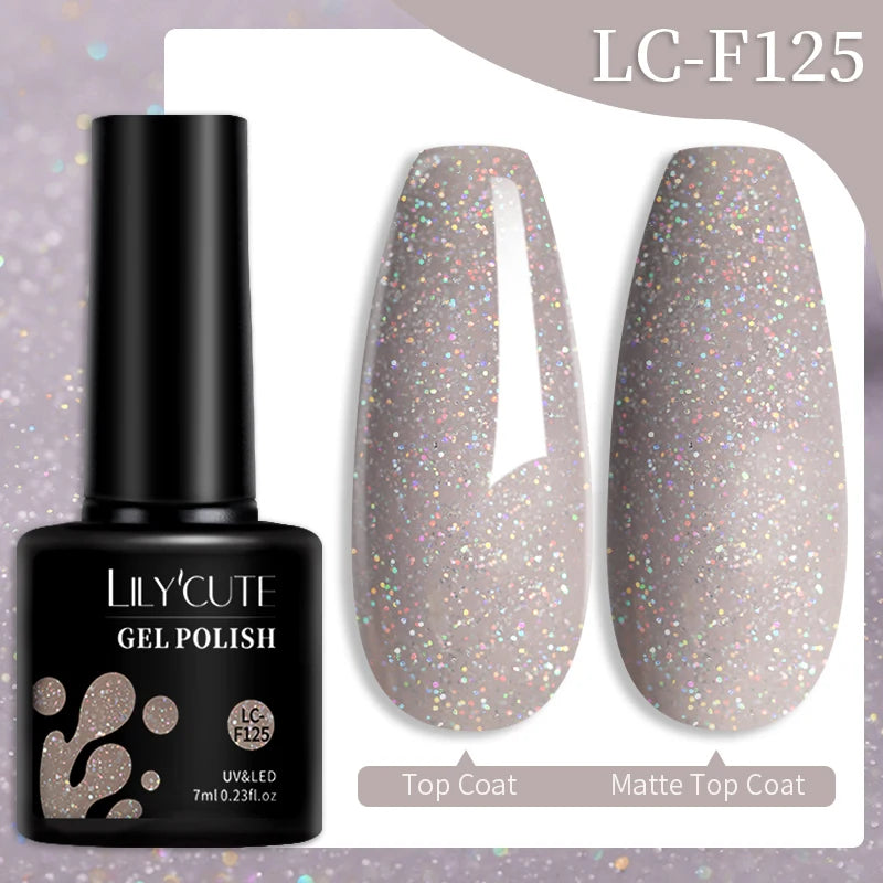 LILYCUTE Glitter Sequins UV Gel Nail Polish Shiny Spring Summer Color Semi Permanant Soak Off All For Manicure Nail Art Varnish