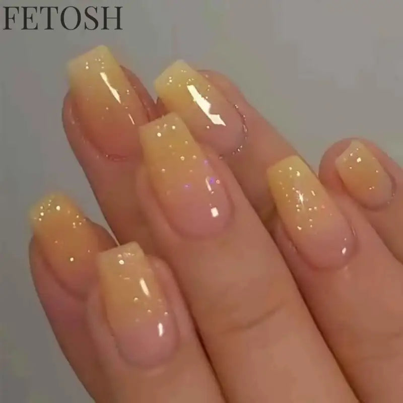 ARTAUG 24pcs Glossy Pink Press On Nails Medium Square Fake Nail Elegantstyle False Nail Full Cover Fake Nail For Stylish Women