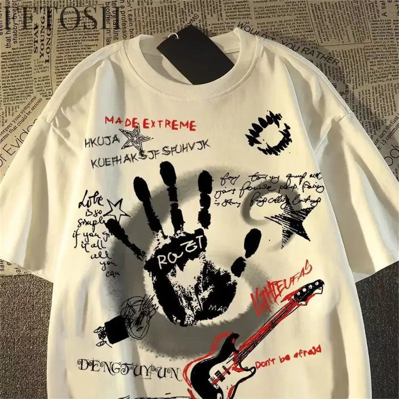 American Vintage Round Neck Short Sleeved T-shirt Men/Women Korean Inst Summer New Top