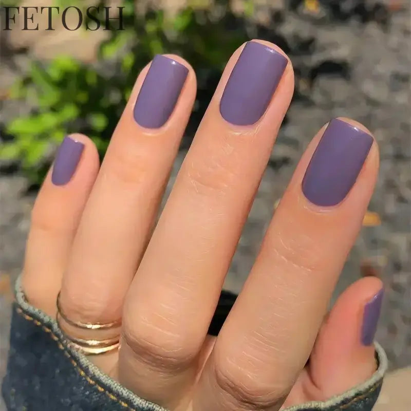 24Pcs Gradient Purple Nail Art Tips Simple Short Square Head False Nails Detachable Fashion Press on Nails Full Cover Fake Nails