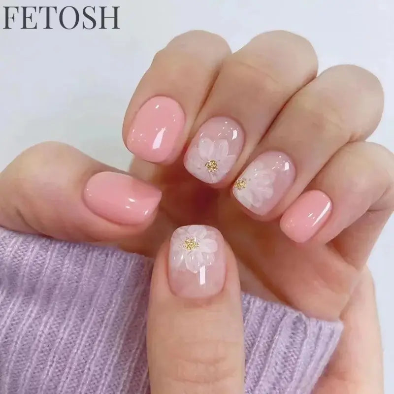 24Pcs Gradient White Fake Nail Short Square Ballet Simple False Nails Press on Wearable Nude Nails Art Full Cover Manicure Tips