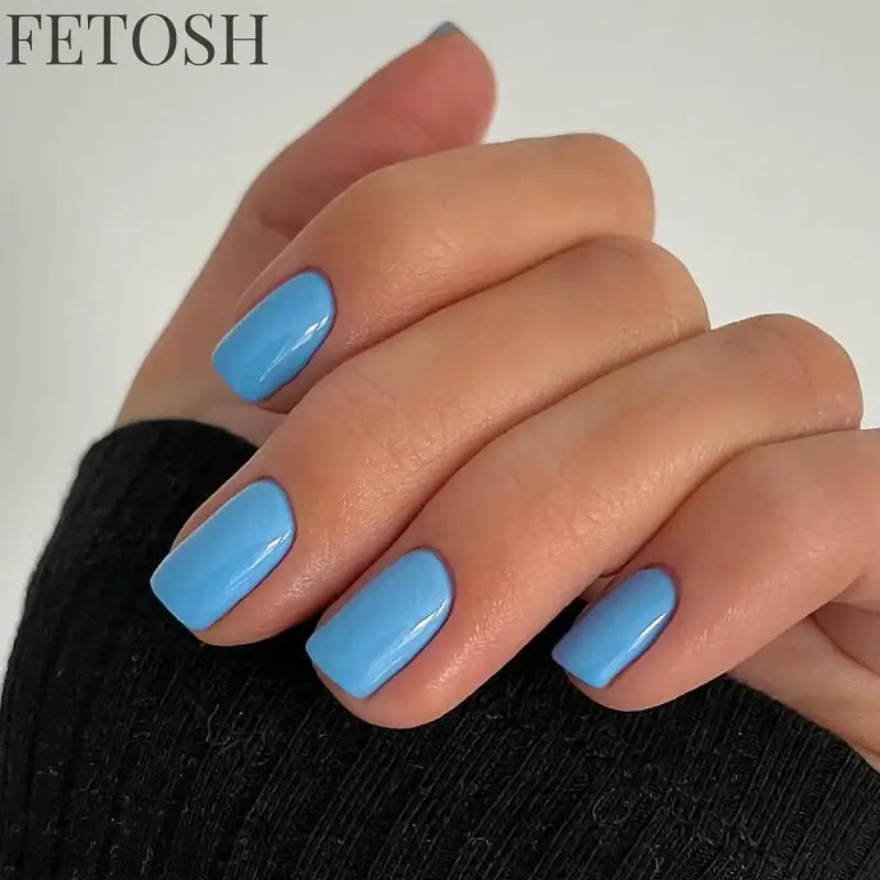 Glossy Solid Color Nail Art Short Square Colored Detachable Fake Nails Wearable Finished False Nails Press on Nails with Glue