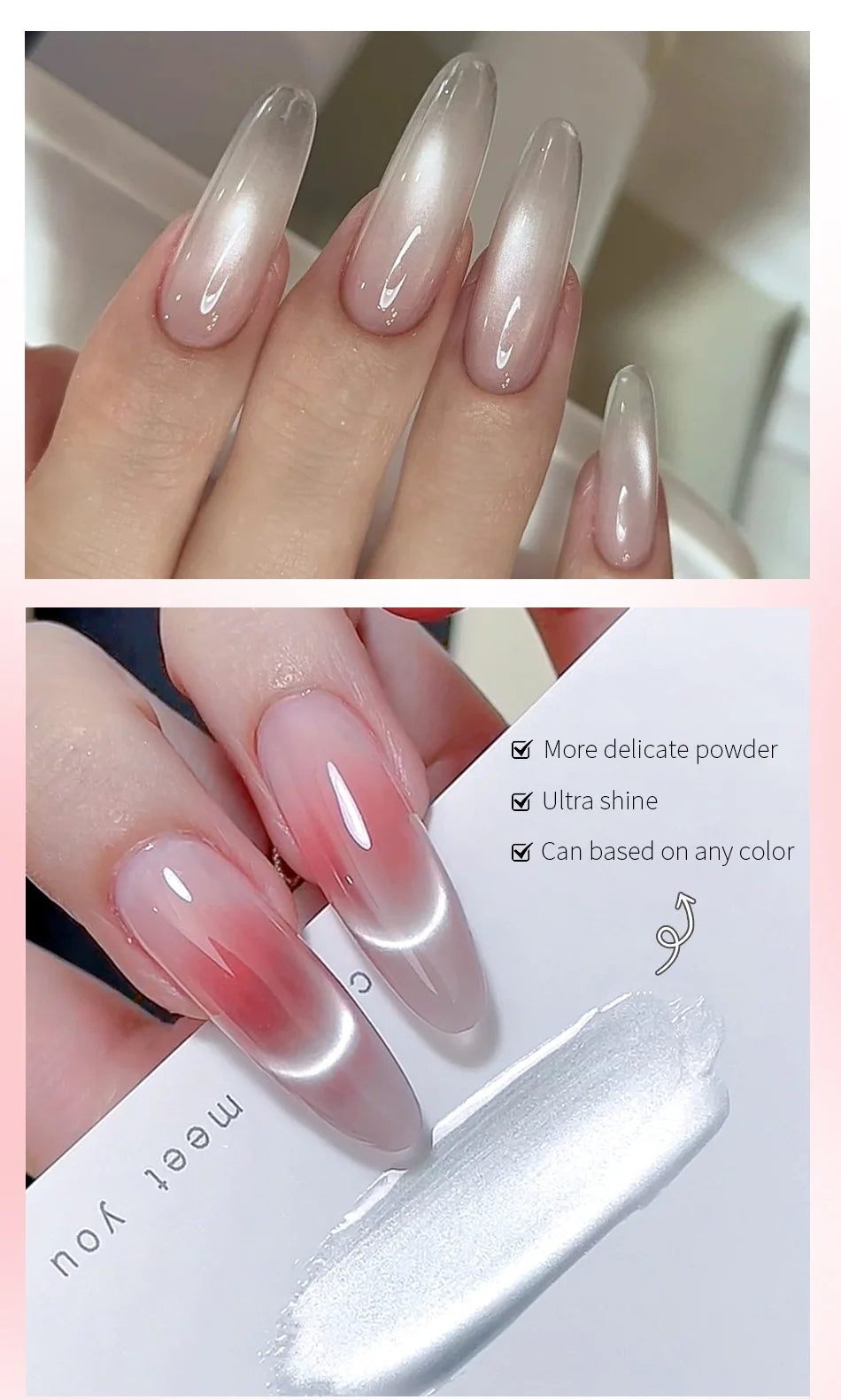 BORN PRETTY 10ml Flow Light White Cat Magnetic Gel Nail Polish Ultra Shine Soak Off UV Gel Mirror Glass Cat Magnet Gel Varnish
