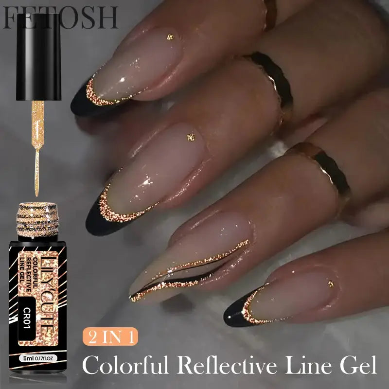 LILYCUTE 5ml White Black Liner Gel Nail Polish Colorful French Painting Stripe Semi Permanent Drawing Nail Art UV Gel Varnish