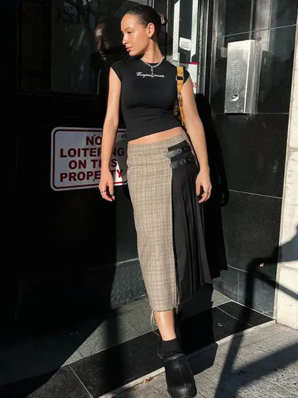 Y2k Streetwear Crop Tops Letter Print Black Tees Short Sleeve Graphics T Shirt Womens 2023