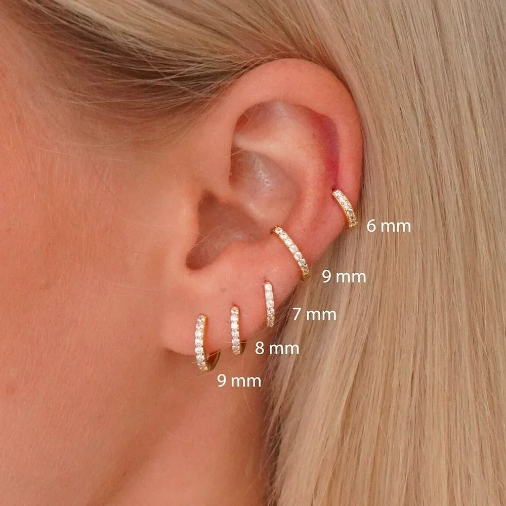 2/6PCS 316L Stainless Steel Minimalist Hoop Earrings Crystal Zirconia Small Cartilage Helix Tragus Piercing Jewelry for Women