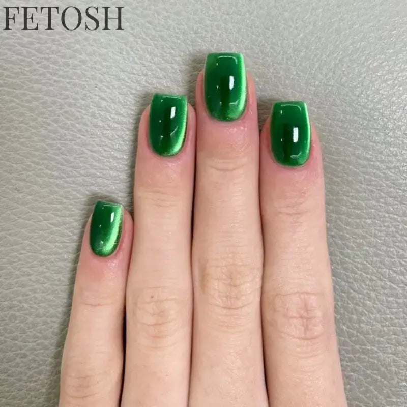 24pcs/30pcs short square ballet fake nails for women cat eyes glitter green blue purple pink shinny nail tips press on nail art