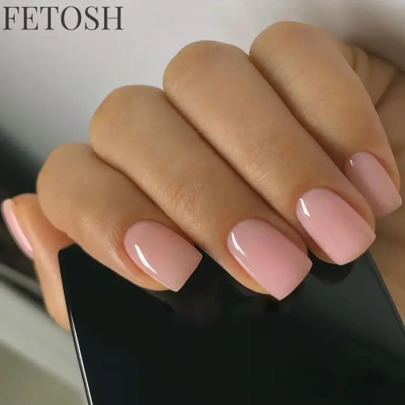 24Pcs Gradient White Fake Nail Short Square Ballet Simple False Nails Press on Wearable Nude Nails Art Full Cover Manicure Tips
