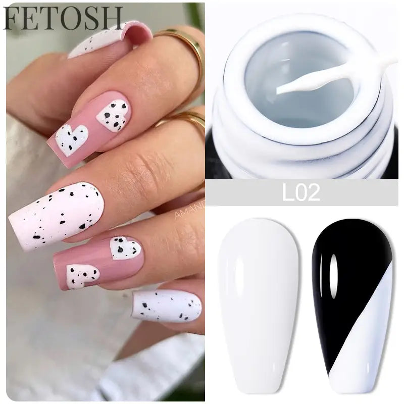 LILYCUTE 5ml White Black Liner Gel Nail Polish Colorful French Painting Stripe Semi Permanent Drawing Nail Art UV Gel Varnish