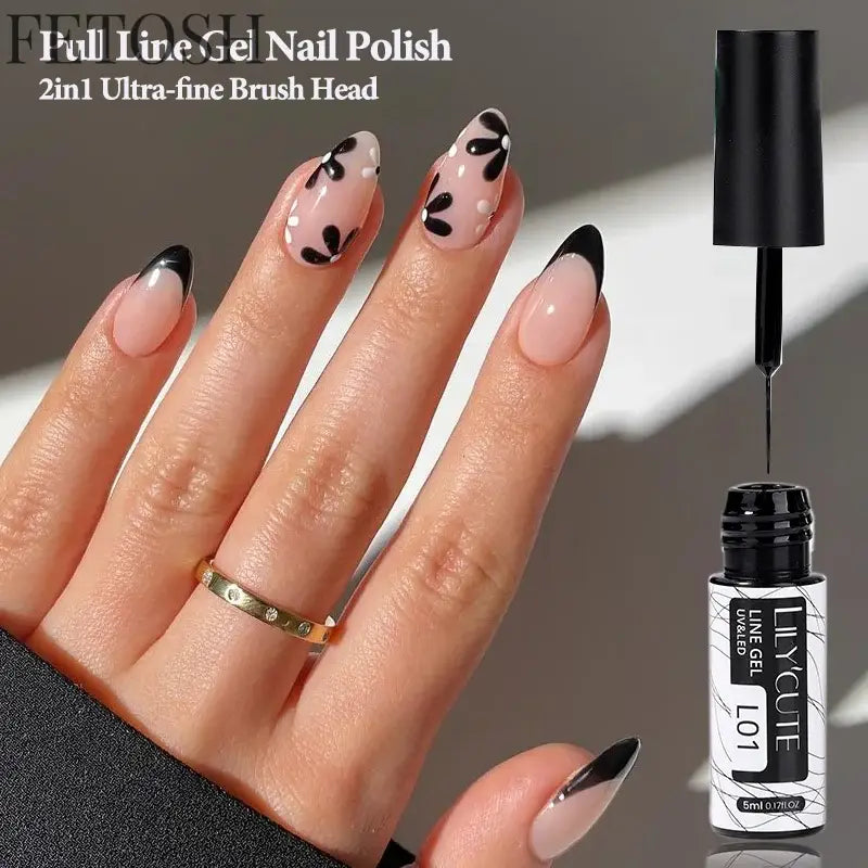 LILYCUTE 5ml White Black Liner Gel Nail Polish Colorful French Painting Stripe Semi Permanent Drawing Nail Art UV Gel Varnish