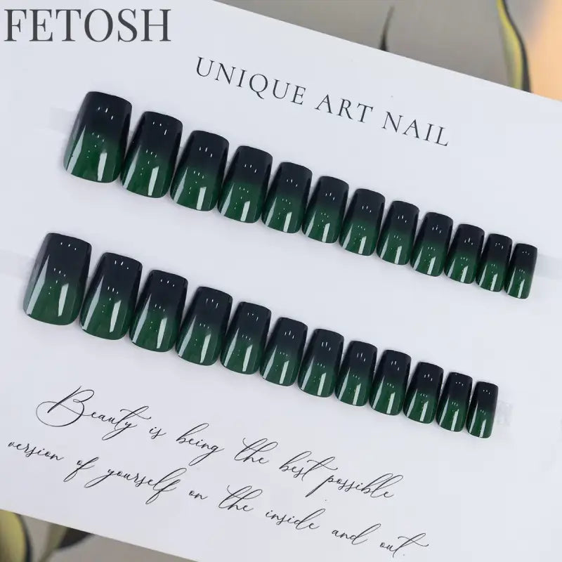 24pcs/set short square ballet fake nails gradient blue purple green pink autumn summer full cover nail tips press on false nail