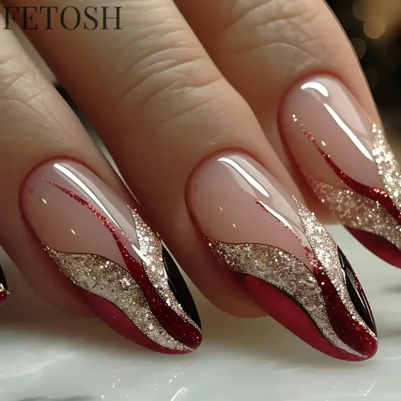 24pcs/Box Long Coffin False Nails Art Rose with Glue Wearable Nude Pink White Color Jelly Nails Tips Full Cover Press on Nails