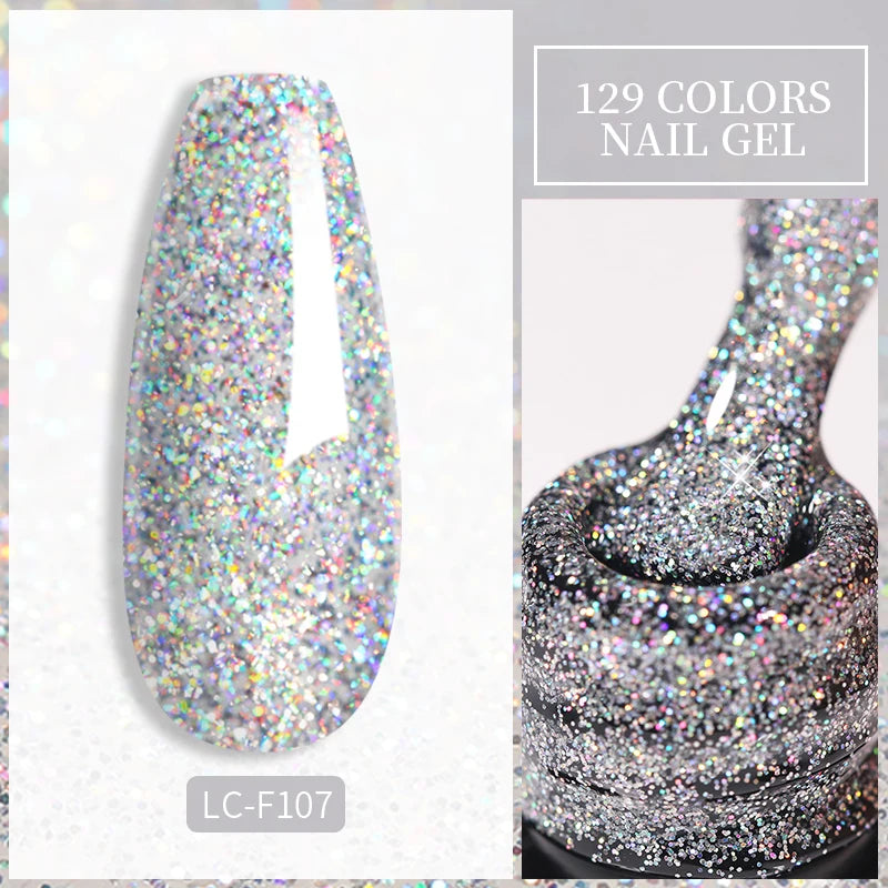 LILYCUTE Glitter Sequins UV Gel Nail Polish Shiny Spring Summer Color Semi Permanant Soak Off All For Manicure Nail Art Varnish