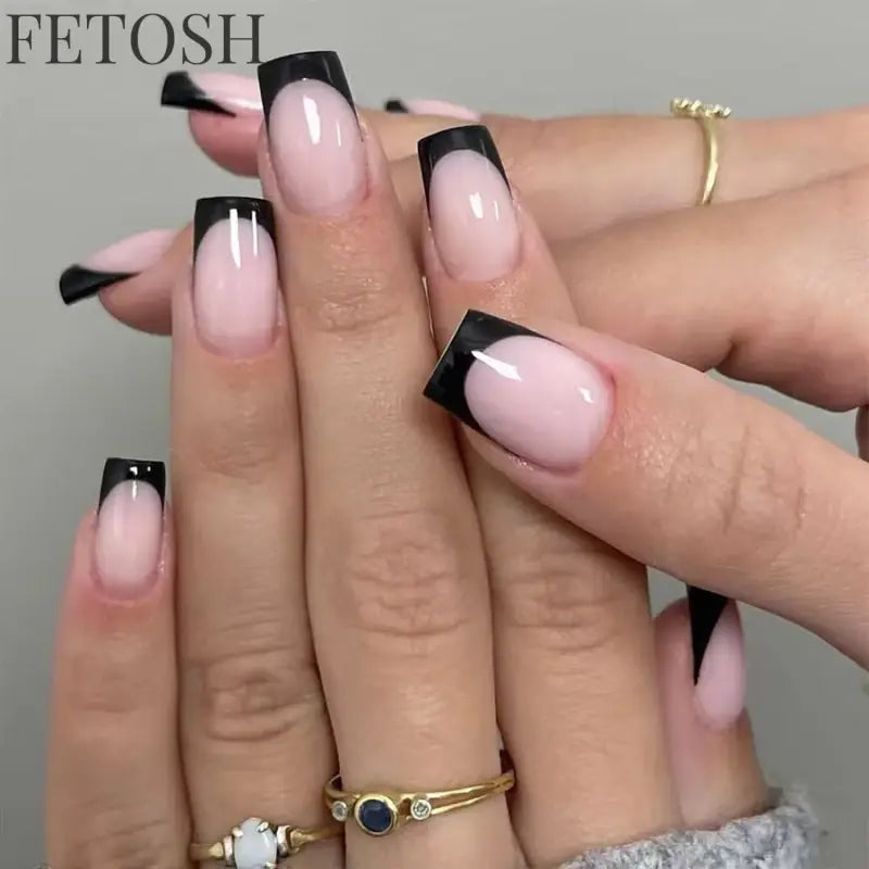 24Pcs Spring Colorful French Fake Nail with Designs Short Square Head Press on False Nails Wearable Simple Jelly Sticks on Nails