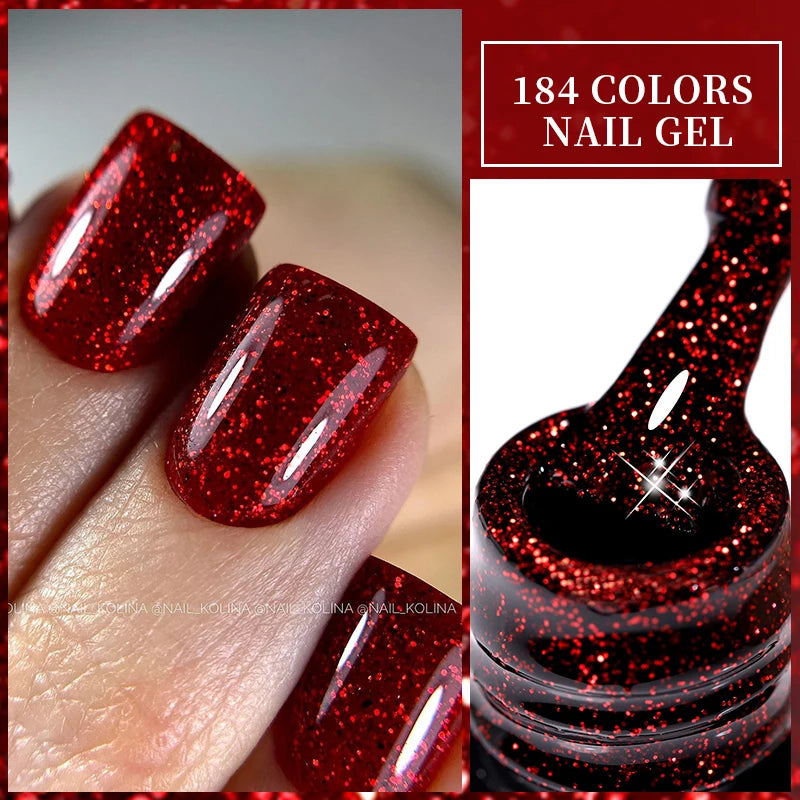 LILYCUTE Glitter Sequins UV Gel Nail Polish Shiny Spring Summer Color Semi Permanant Soak Off All For Manicure Nail Art Varnish