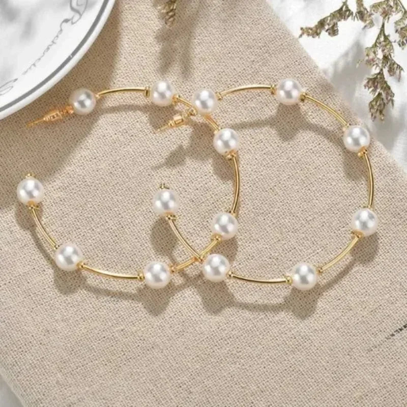 Women's Pearl Petal Ball Earrings Fashion Trend Long Flower Ball Earrings DIY Geometric Ear Buckle Party Holiday Jewelry Gifts