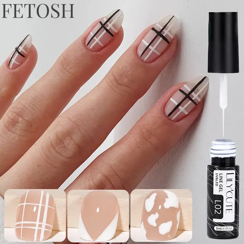 LILYCUTE 5ml White Black Liner Gel Nail Polish Colorful French Painting Stripe Semi Permanent Drawing Nail Art UV Gel Varnish