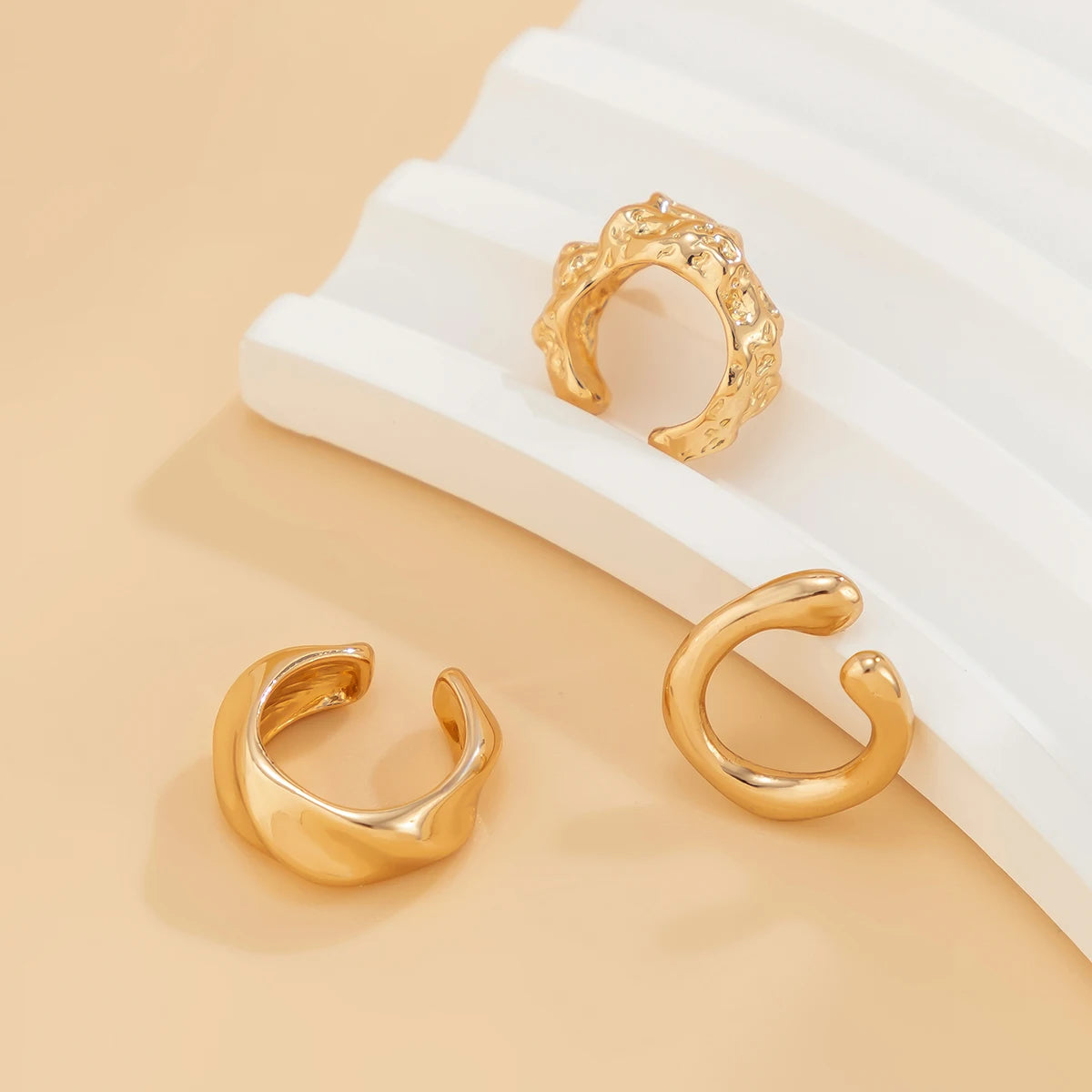 3Pcs/set Metal Chunky No Piercing Clip Earrings Geometric Ear Cuff Earrings for Women Ladies Party Girls Y2K Jewelry 2024 Trendy