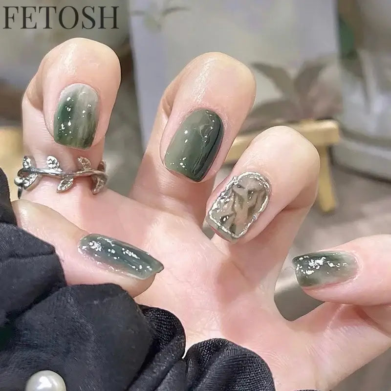 24pcs Short Cute False Nails Polka Dot Star Design Fake Nails Full Coverage Waterproof Removable Artificial Press on Nails