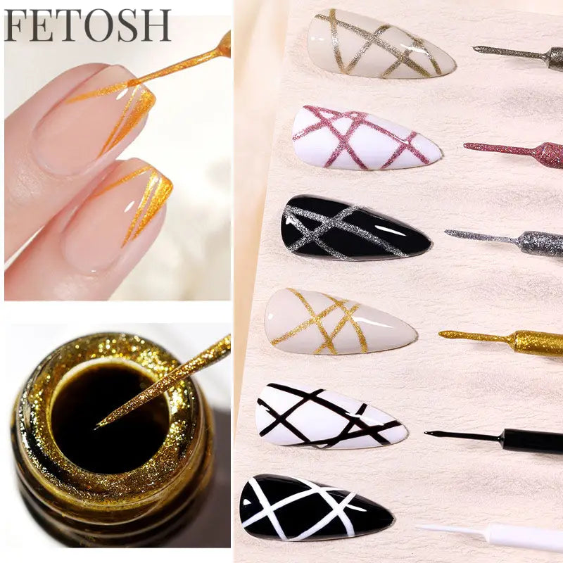 LILYCUTE 5ml White Black Liner Gel Nail Polish Colorful French Painting Stripe Semi Permanent Drawing Nail Art UV Gel Varnish