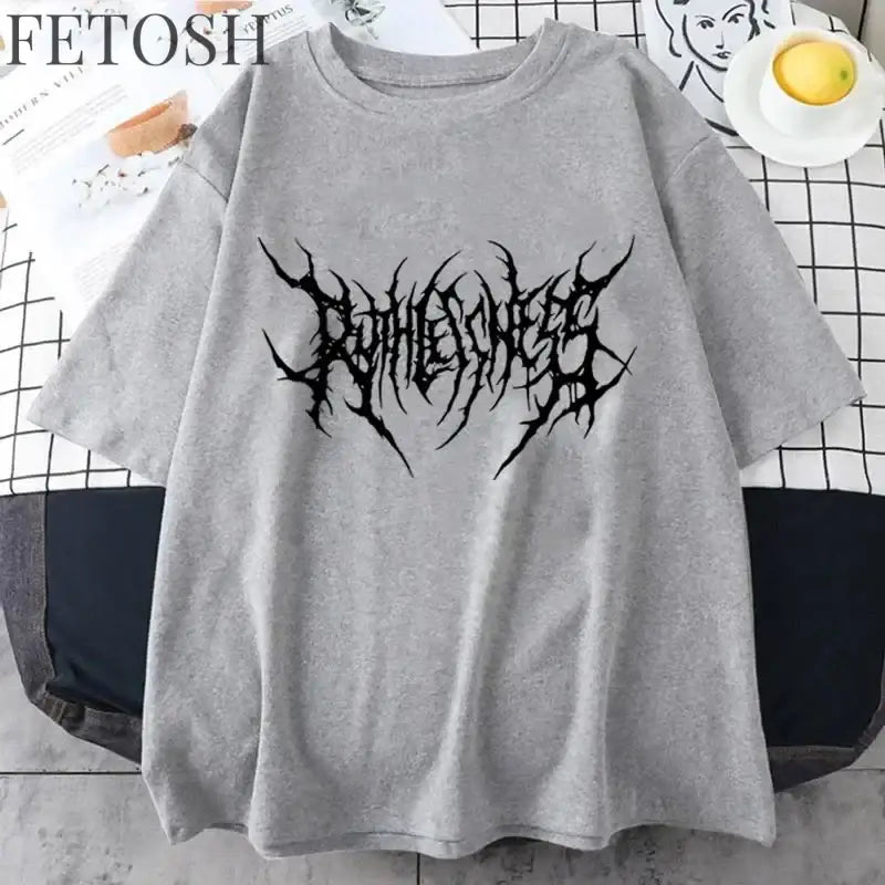 Women T Shirt Summer Punk Style Y2K Print Vintage O-Neck T-shirt Cool Short Sleeve Street T-Shirt Soft Breathable Tee Clothes